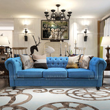美式现代简约客厅组合沙发法式欧式高档实木拉扣亚麻布艺转角沙发