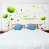 绿色花卉创意墙贴卧室温馨客厅电视背景墙装饰墙画贴纸防水可移除
