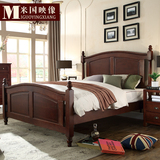 米国映像美式乡村实木床1.5米1.8简约双人欧式床复古卧室婚床家具