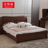 全实木床 1.8米黑胡桃木床双人床婚床储物高箱床胡桃木卧室家具