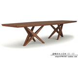美式实木餐桌胡桃木色创意长桌子北欧简约写字桌会议桌工作台电脑