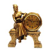女神田园工艺品摆件 客厅钟 创意树脂座钟 欧式钟表 时尚家居台钟