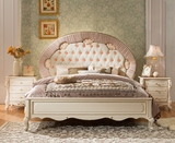法式丽莎家具欧式床真丝布艺现货实木雕花双人大床1.8米桦木床