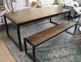 简约现代铁艺实木餐桌餐椅套件田园餐厅餐台咖啡厅长方形桌椅组合