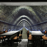 3D抽象立体隧道个性背景墙纸咖啡餐厅奶茶店大型壁画休闲酒吧壁纸