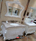 橡木洗手盆欧式仿古浴室柜组合落地美式卫浴柜大理石洗脸洁具现货