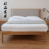 纯全实木床红橡木双人床1.8米单人床1.5现代简约卧室家具原木婚床