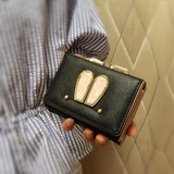 日韩版学生女士钱包女短款兔耳朵钱夹可爱迷你皮夹三折可爱零钱包