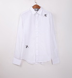 太平鸟 新款白色时尚刺绣男士绅士青年长袖衬衫潮B1CA54417