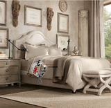 北欧宜家做旧实木床 美式欧式简约方床婚床 大小卧室可定制双人床