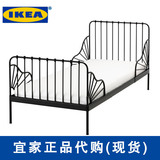 宜家儿童床可伸缩婴儿床加长实木床板儿童床可折叠单人幼儿铁艺床