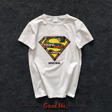 新款男士夏装 圆领超人正义联盟卡通印花学生半袖T恤青少年打底衫