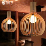 木质艺术吧台咖啡厅灯具创意个性北欧灯实木灯餐厅服装店工程吊灯