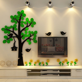 大树鸟花朵 3D水晶亚克力立体墙贴 儿童房客厅卧室玄关创意背景墙