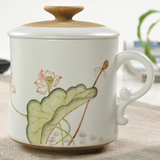 茶具景德镇手绘茶杯 陶瓷杯带盖过滤水杯办公室泡茶杯子陶瓷包邮