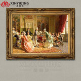 欧美式油画高档纯手绘古典宫廷人物装饰画客厅玄关璧画有框挂画20