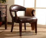 美式实木餐椅书房椅法式复古简约休闲椅咖啡厅酒店餐厅漫咖啡椅子
