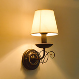 美式床头灯壁灯 简约现代卧室客厅过道LED铁艺壁灯 哑黑扫金边