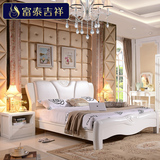 中式全实木床1.8米 现代简约橡木床双人床大床 真皮软靠背床婚床