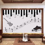 现代简约壁纸壁画3D钢琴吉他五线谱酒吧餐厅咖啡厅沙发背景墙纸