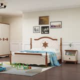 地中海风格纯美式原木儿童带护栏组装床韩式实木抽拉床储物组合床