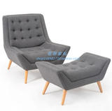 北欧简约现代小户型创意单人沙发客厅布艺休闲沙发椅脚蹬组合家具