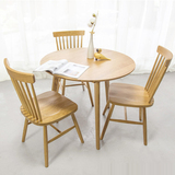 小户型餐桌环保实木餐桌椅组合宜家简约现代咖啡圆桌日式橡木家具