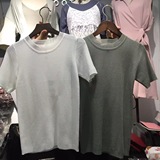 韩国代购版smooth夏新款冰丝打底衫纯色针织衫短袖T恤女