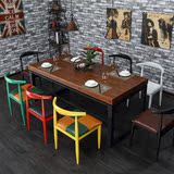 欧式简约餐桌椅组合6人复古个性创意彩色餐厅休闲冷饮奶茶店桌椅