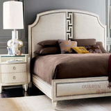 美式乡村做旧雕花床实木床法式复古床简欧1.8米双人床婚床可定制