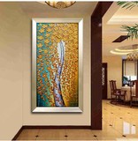 欧式纯手绘油画发财树抽象现代欧式装饰画客厅酒店走廊玄关过道画