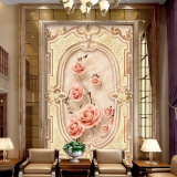 3D立体壁纸客厅餐厅玄关过道背景墙纸简约欧式油画花卉大型壁画