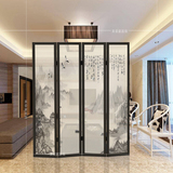 屏风隔断玄关时尚客厅卧室折屏简约现代欧式移动折叠实木山水屏风
