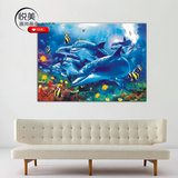 PET高清三维光栅海底世界动物海豚3D立体画客厅卧室居家墙壁挂画