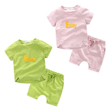 韩版潮宝宝两件套纯棉儿童短袖套装2016夏装新款外贸童装男童套装