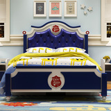 儿童床男孩儿童房卧室套房家具 青少年欧式储物高箱床王子床1.5米