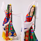新款藏族舞蹈演出服装女水袖西藏成人少数民族舞台表演服长裙藏袍