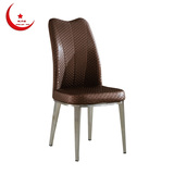 现代餐椅简约时尚黑白咖啡餐厅餐椅子皮革酒店家用金属不锈钢餐椅