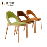 餐椅 北欧原木水曲柳实木椅 酒店工程咖啡厅靠背休闲布艺创意餐椅