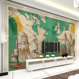 北欧式复古帆船电视背景墙大型壁画客厅酒吧ktv墙画3d无纺布墙纸