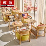 北欧简约 咖啡厅桌椅 loft茶餐厅 奶茶店甜品店实木桌椅组合批发