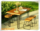 新款椅子美式乡村组装复古铁艺餐桌实木电脑桌休闲桌内外桌椅组合
