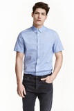 HM  男装专柜正品代购 H&M新款潮流休闲薄款短袖衬衫两色
