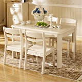 白色松木餐桌椅组合欧式小户型长方桌实木一桌四六椅饭桌可定制