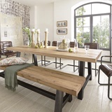 美式复古餐桌铁艺实木餐桌椅组合会议桌创意小户型餐桌咖啡厅桌椅