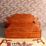 雕花实木床1.51.8米2双人床榆木结婚床中式板面大床仿古红木家具