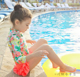 代购2016新款韩国儿童女童分体裙式泳衣防晒速干大中小童游泳衣
