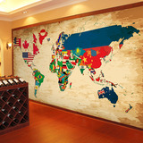 复古世界地图无缝大型壁画电视客厅背景墙纸餐厅咖啡厅办公室壁纸