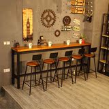 铁艺实木靠墙休闲咖啡厅酒吧桌家用长条桌高脚桌吧台桌特价包邮桌