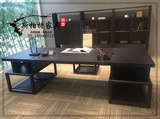 新中式禅意大班台现代实木老板电脑桌古典写字台办公家具专业定制